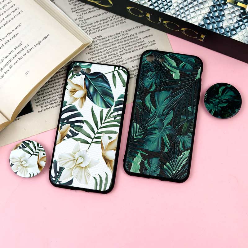 قاب فانتزی برجسته + پاپ سوکت طرح گل iPhone 7/8/SE 2020 سری F