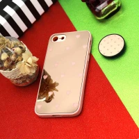 قاب محافظ لنزدار آینه ای + پاپ سوکت طرح قلب صورتی iPhone 7/8