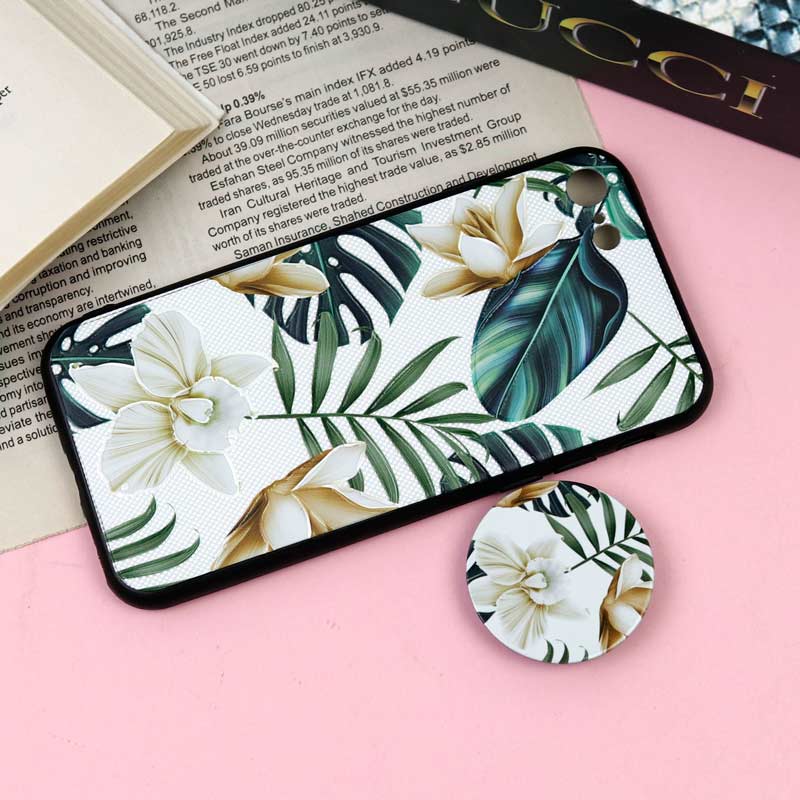 قاب فانتزی برجسته + پاپ سوکت طرح گل iPhone 7/8/SE 2020 سری F