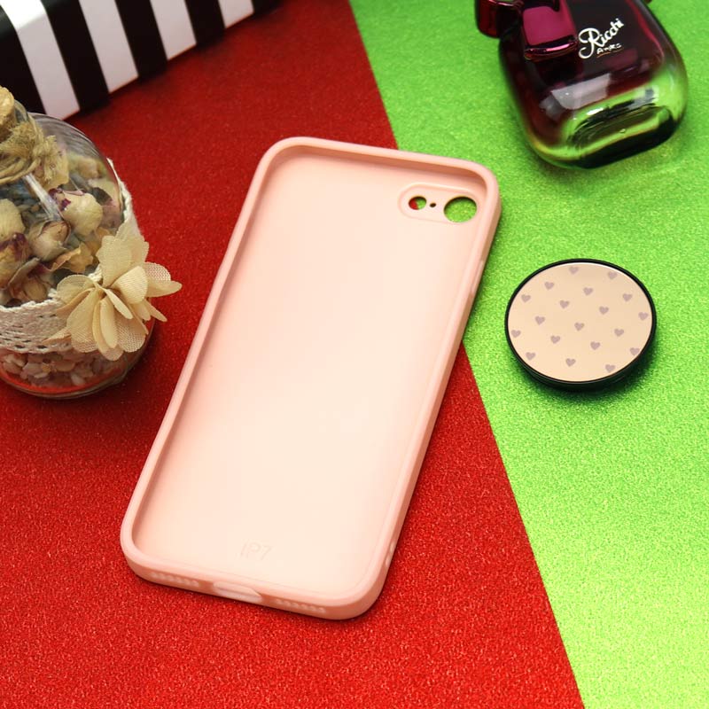 قاب محافظ لنزدار آینه ای + پاپ سوکت طرح قلب صورتی iPhone 7/8