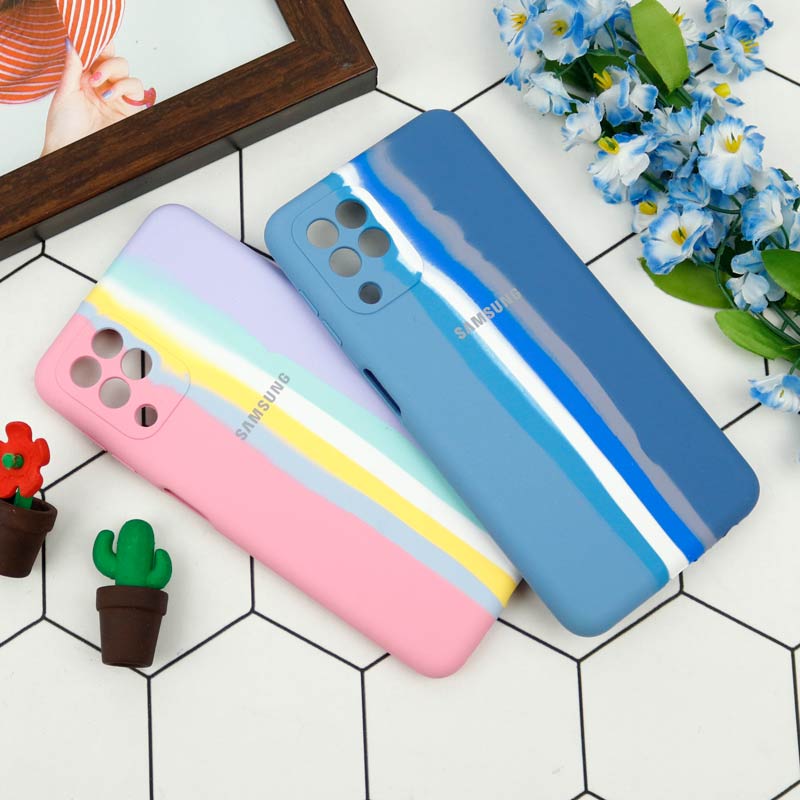 قاب محافظ لنزدار سیلیکونی اورجینال رنگین کمانی Samsung Galaxy A22 4G