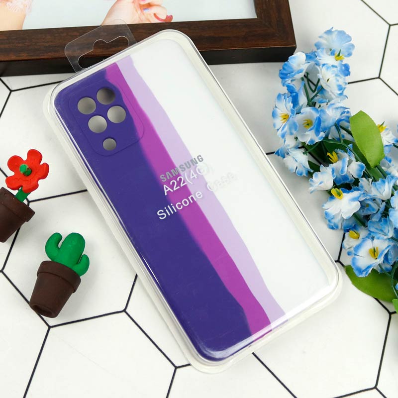قاب محافظ لنزدار سیلیکونی اورجینال رنگین کمانی Samsung Galaxy A22 4G