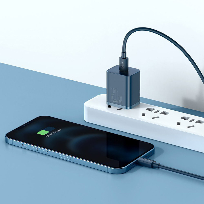 شارژر دیواری فست شارژ Baseus TZCCSUP-B 3A QC3.0 PD 20W Type-C + کابل Type-C to Lightning