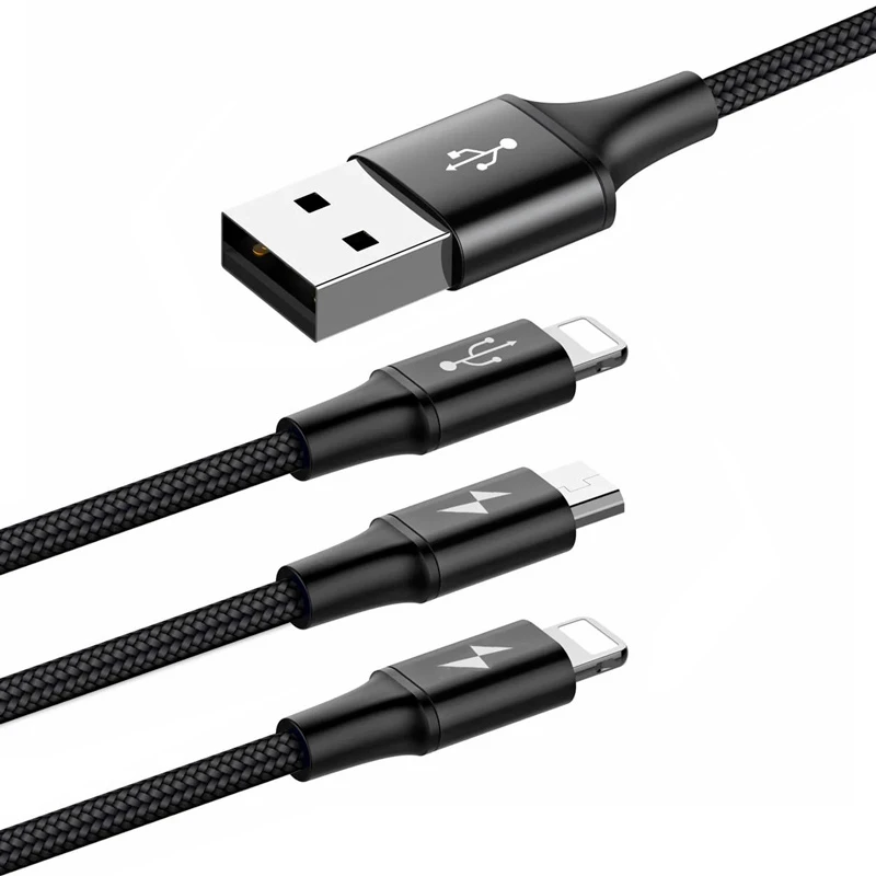 کابل 3 سر فست شارژ Baseus Rapid CAMLL-SU01 3A 1.2m