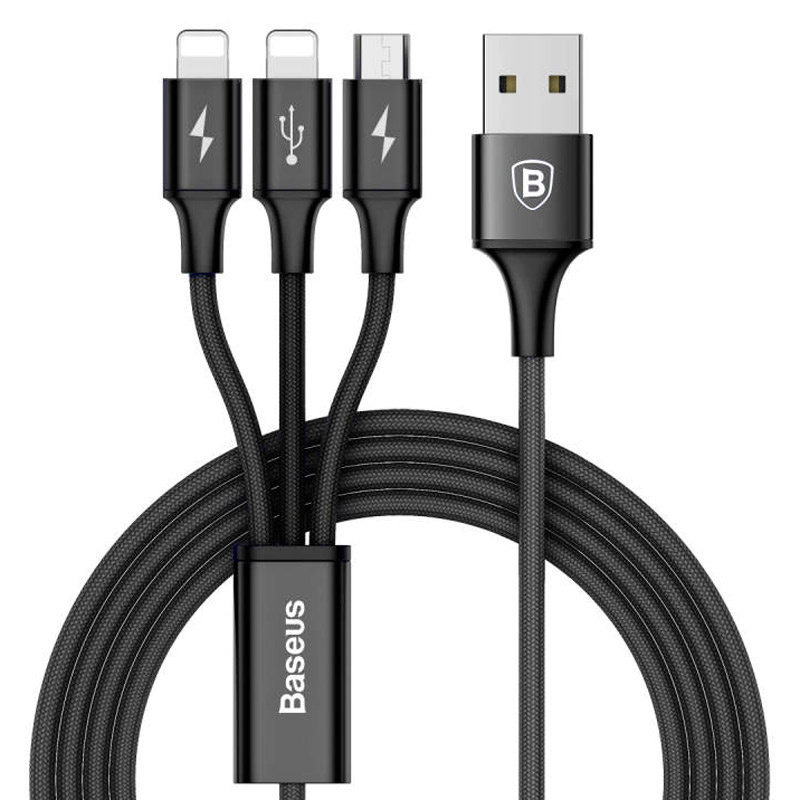 کابل 3 سر فست شارژ Baseus Rapid CAMLL-SU01 3A 1.2m