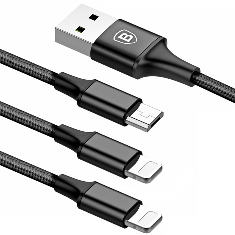 کابل 3 سر فست شارژ Baseus Rapid CAMLL-SU01 3A 1.2m