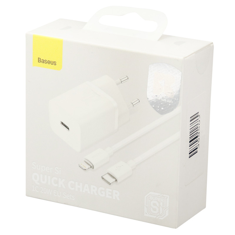 شارژر دیواری فست شارژ Baseus TZCCSUP-B 3A QC3.0 PD 20W Type-C + کابل Type-C to Lightning