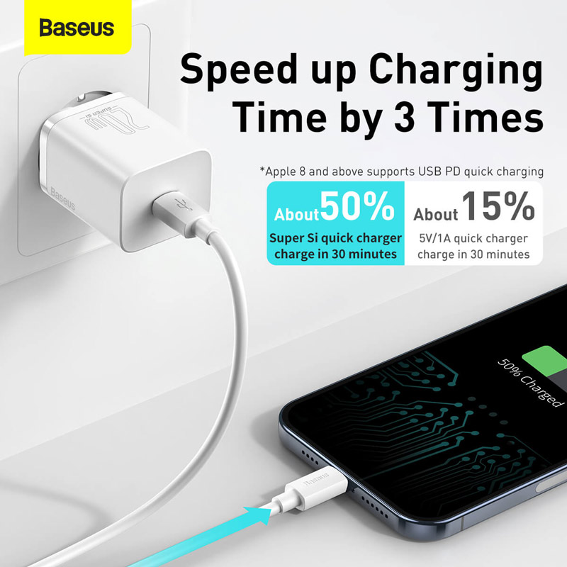 شارژر دیواری فست شارژ Baseus TZCCSUP-L QC3.0 PD 25W Type-C + کابل Type-C