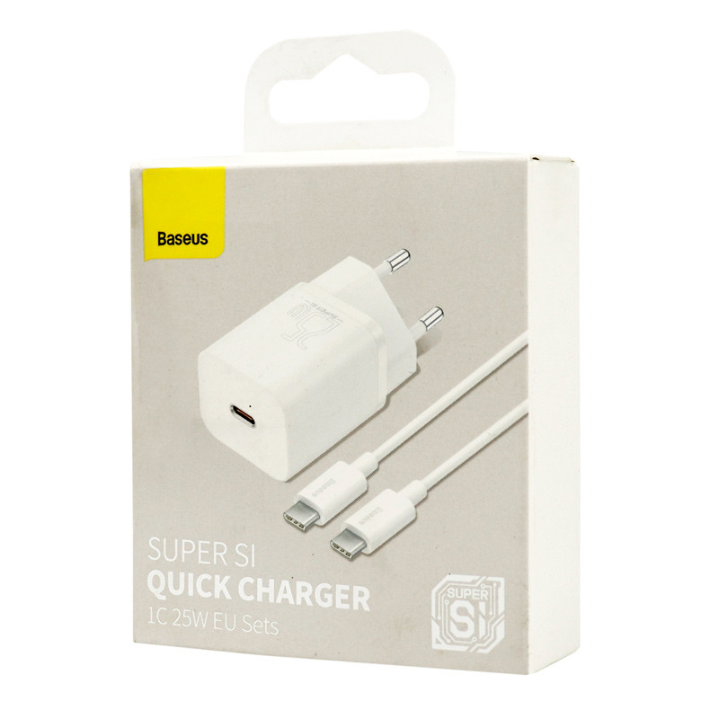 شارژر دیواری فست شارژ Baseus TZCCSUP-L QC3.0 PD 25W Type-C + کابل Type-C