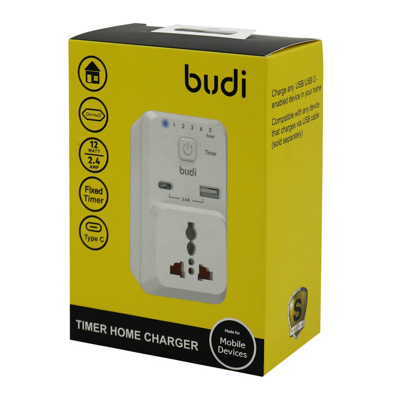 کلگی فست شارژ تایمر دار Budi M8J313 2Port 2.4A 12W