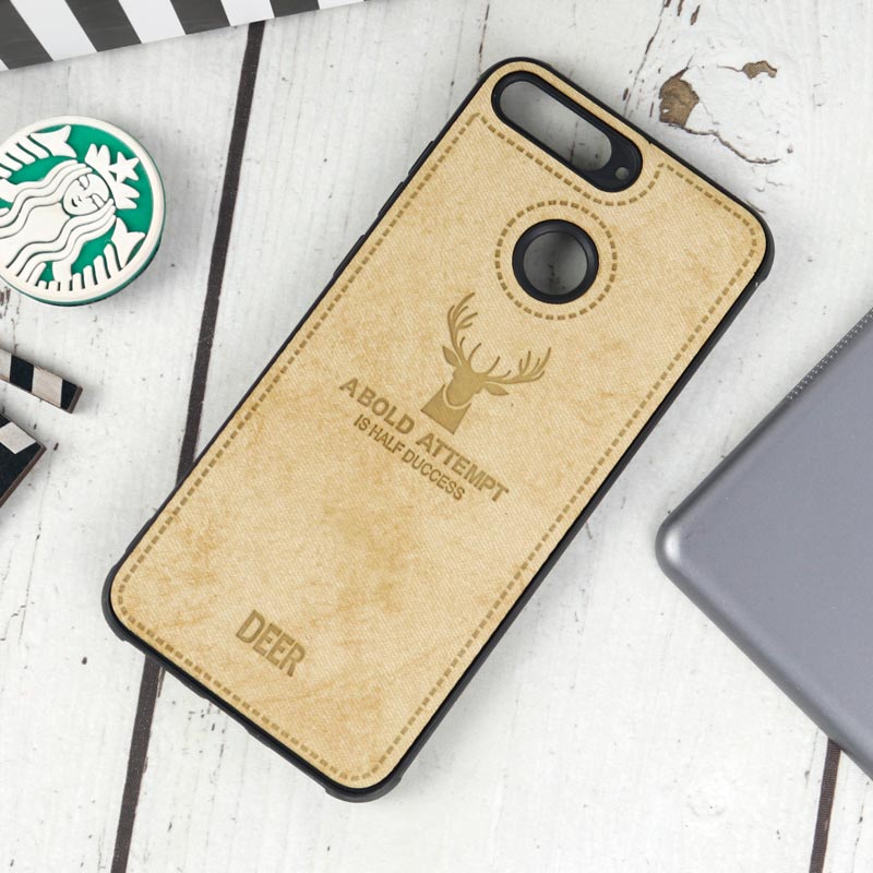 قاب چرمی طرح گوزن Huawei Y6 2018 خاکی