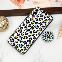 قاب PC محافظ لنز دار طرح پلنگی + پاپ سوکت Samsung Galaxy A02 / M02