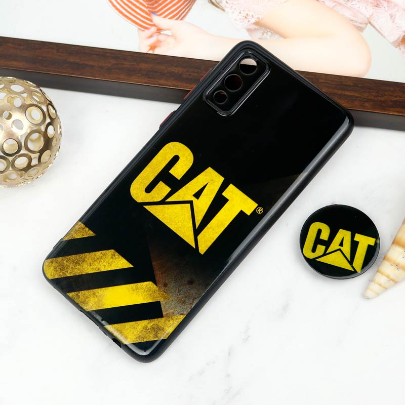 قاب PC محافظ لنز دار طرح CAT + پاپ سوکت Samsung Galaxy A02 / M02
