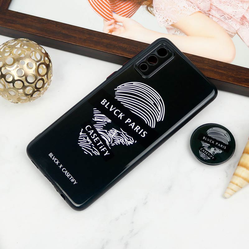 قاب PC محافظ لنز دار طرح  Blvck + پاپ سوکت Samsung Galaxy A02 / M02