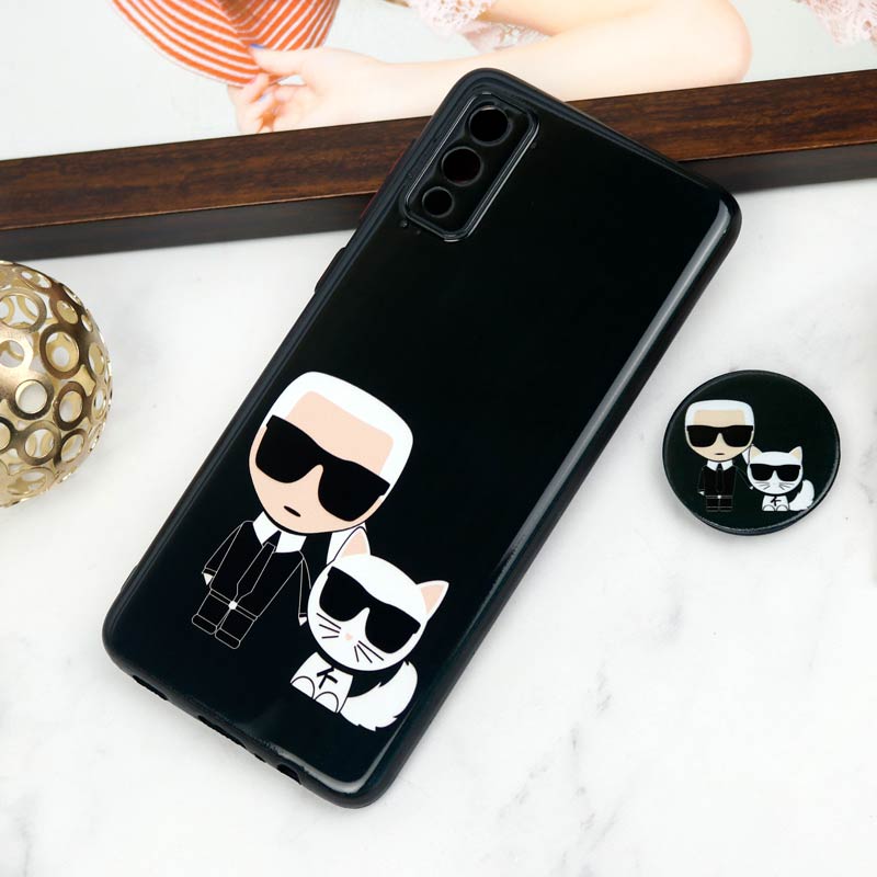 قاب PC محافظ لنز دار طرح Boss Cat + پاپ سوکت Samsung Galaxy A02 / M02