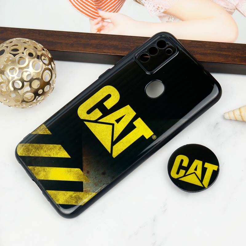 قاب PC محافظ لنز دار طرح CAT + پاپ سوکت Samsung Galaxy A11