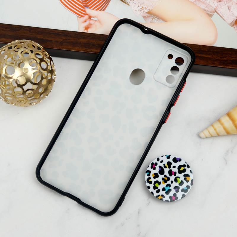 قاب PC محافظ لنز دار طرح پلنگی + پاپ سوکت Samsung Galaxy A11