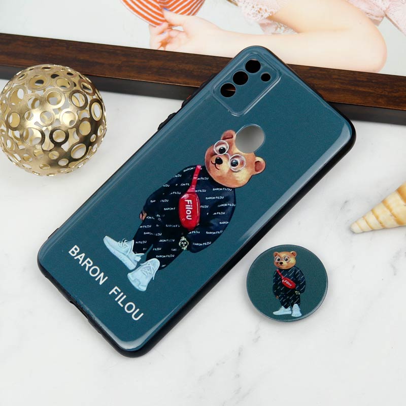 قاب PC محافظ لنز دار طرح Baron + پاپ سوکت Samsung Galaxy A11