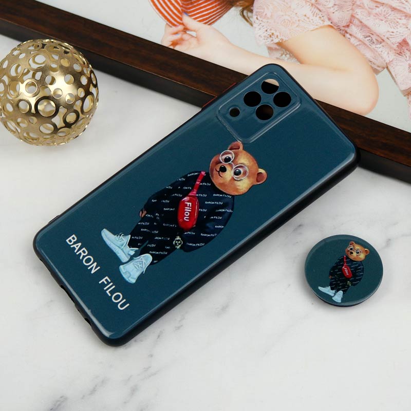 قاب PC محافظ لنز دار طرح Baron + پاپ سوکت Samsung Galaxy A12