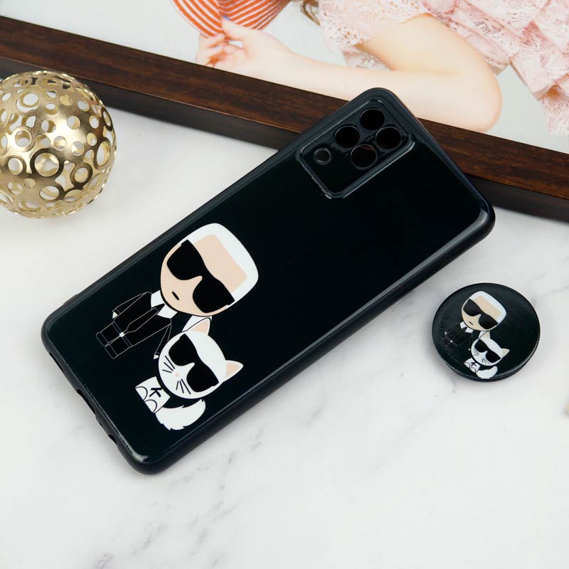 قاب PC محافظ لنز دار طرح Boss Cat + پاپ سوکت Samsung Galaxy A12