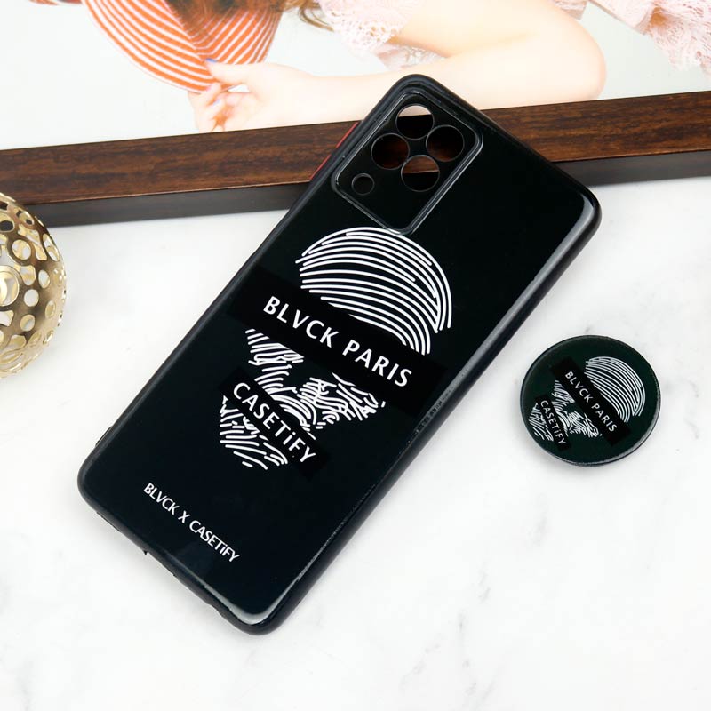 قاب PC محافظ لنز دار طرح Blvck + پاپ سوکت Samsung Galaxy A22 4G
