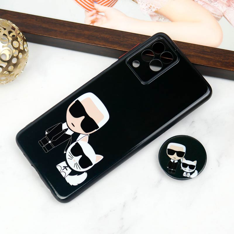 قاب PC محافظ لنز دار طرح Boss Cat + پاپ سوکت Samsung Galaxy A22 4G