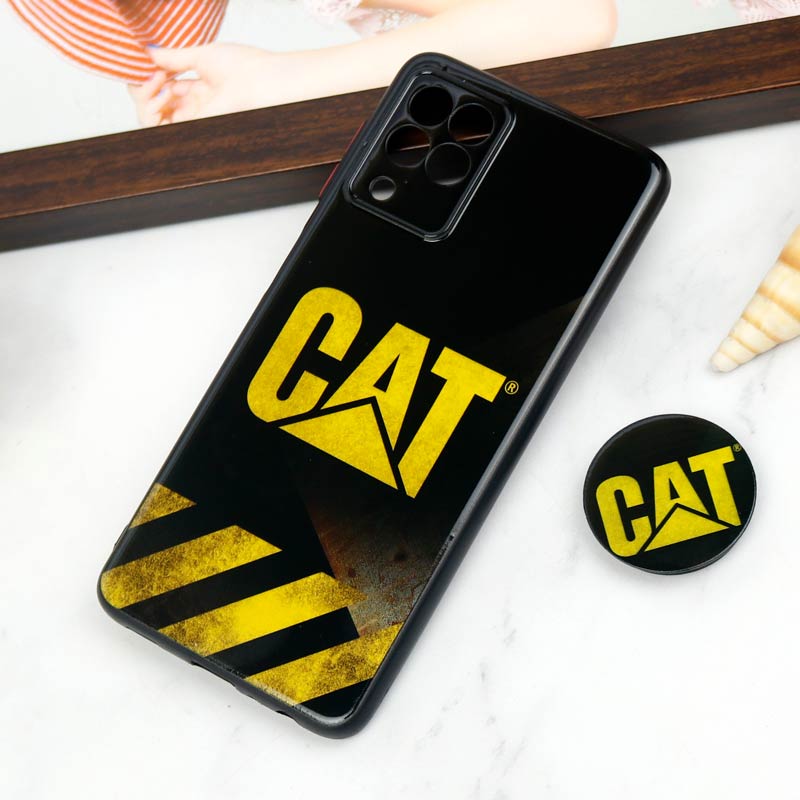 قاب PC محافظ لنز دار طرح CAT + پاپ سوکت Samsung Galaxy A22 4G