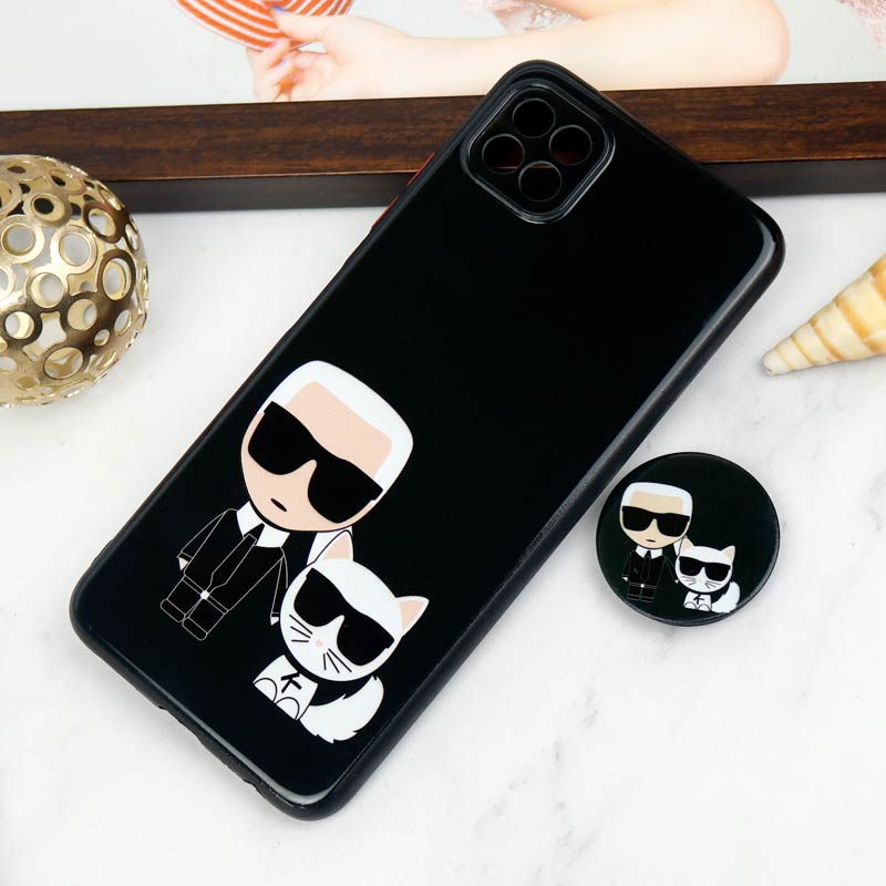 قاب PC محافظ لنز دار طرح Boss Cat + پاپ سوکت Samsung Galaxy A22 5G