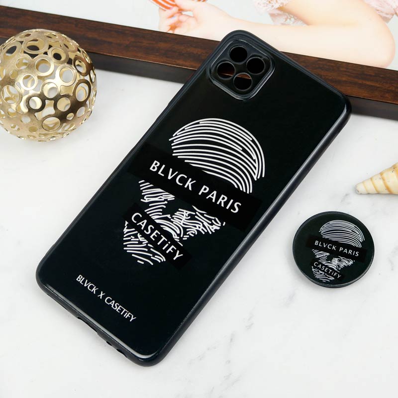 قاب PC محافظ لنز دار طرح Blvck + پاپ سوکت Samsung Galaxy A22 5G