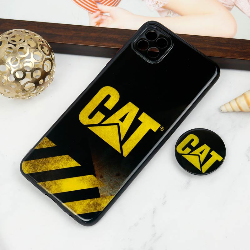 قاب PC محافظ لنز دار طرح CAT + پاپ سوکت Samsung Galaxy A22 5G