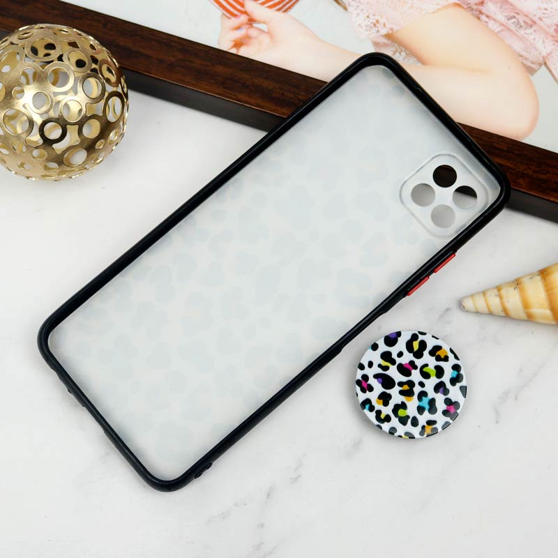 قاب PC محافظ لنز دار طرح پلنگی + پاپ سوکت Samsung Galaxy A22 5G