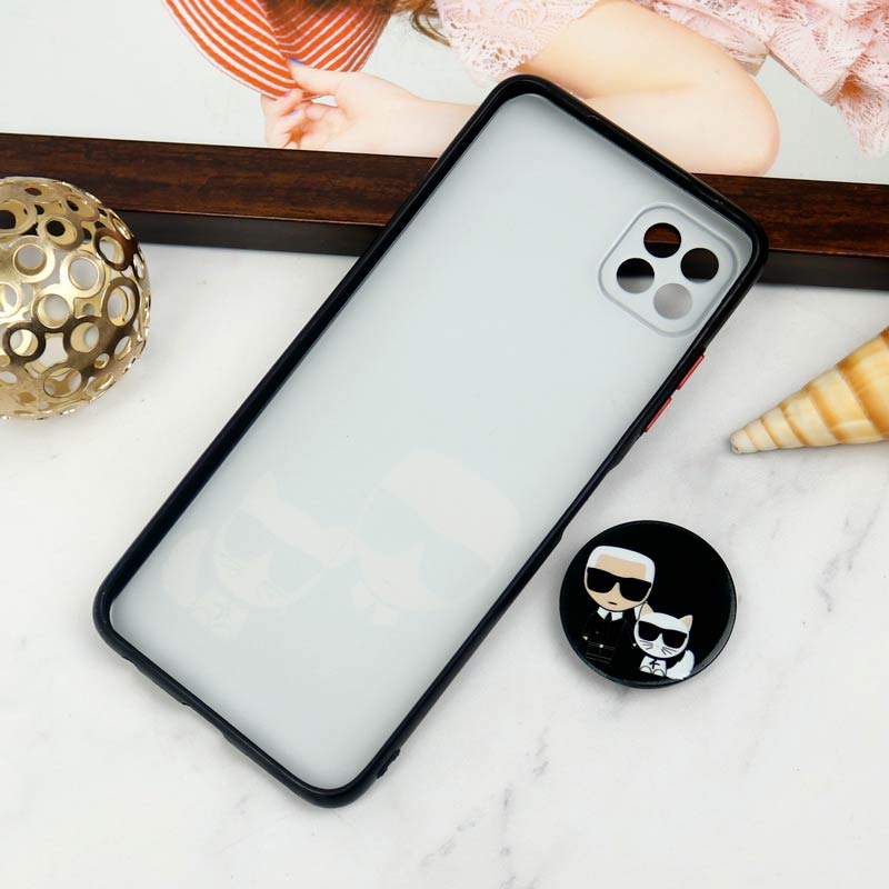 قاب PC محافظ لنز دار طرح Boss Cat + پاپ سوکت Samsung Galaxy A22 5G