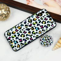 قاب PC محافظ لنز دار طرح پلنگی + پاپ سوکت Samsung Galaxy A30s / A50s