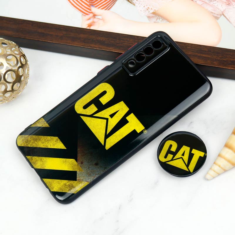 قاب PC محافظ لنز دار طرح CAT + پاپ سوکت Samsung Galaxy A30s / A50s