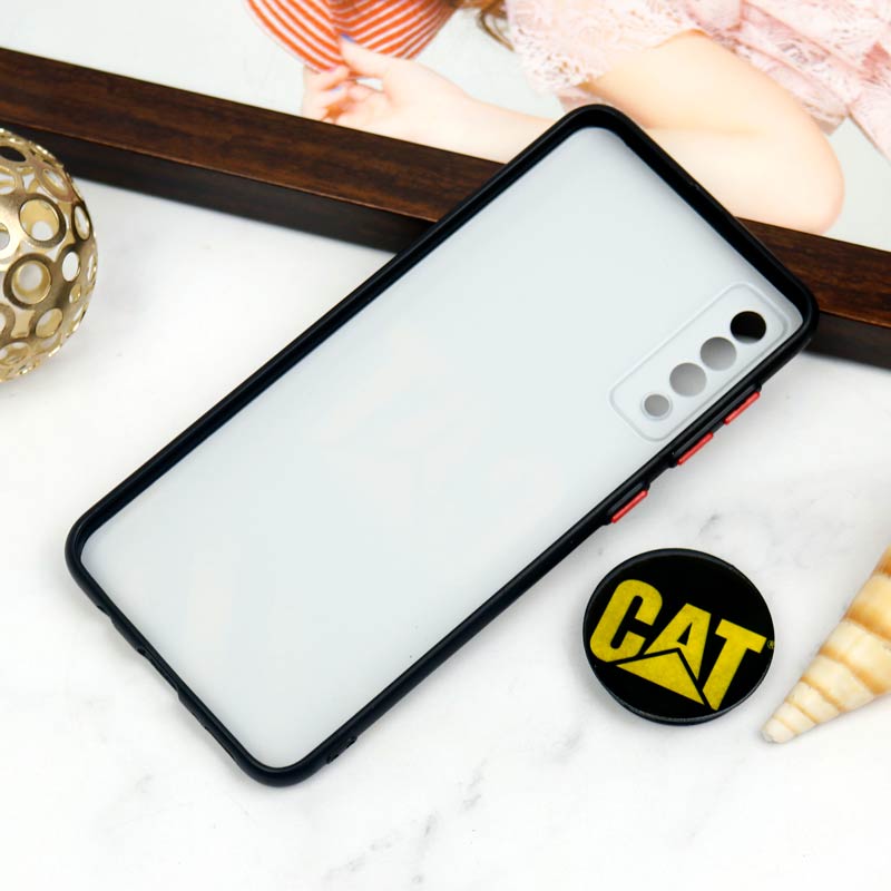قاب PC محافظ لنز دار طرح CAT + پاپ سوکت Samsung Galaxy A30s / A50s