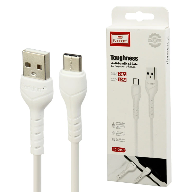 کابل تایپ سی فست شارژ 2.4 آمپر ارلدام EC-095C طول 1 متر