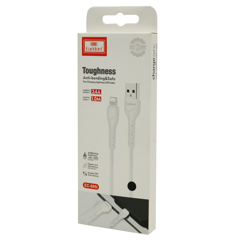 کابل آیفونی فست شارژ Earldom EC-095i 2.4A 1m