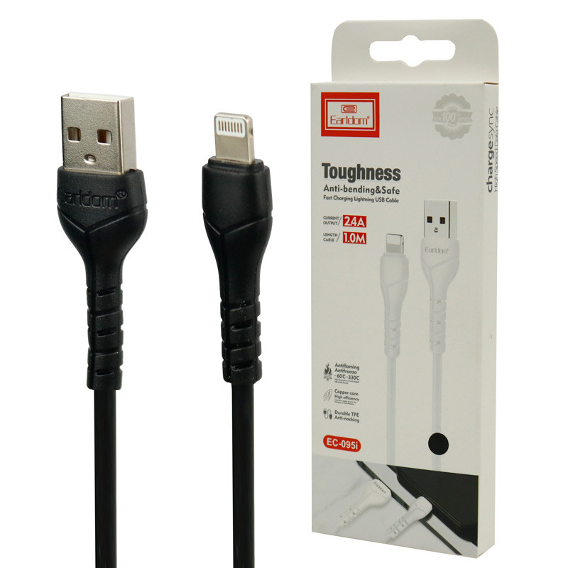 کابل آیفونی فست شارژ Earldom EC-095i 2.4A 1m