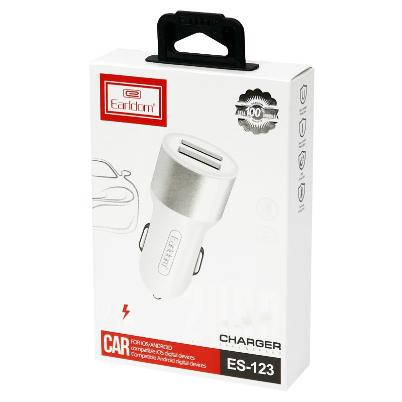 شارژر فندکی Earldom ES-123 2.1A + کابل آیفونی