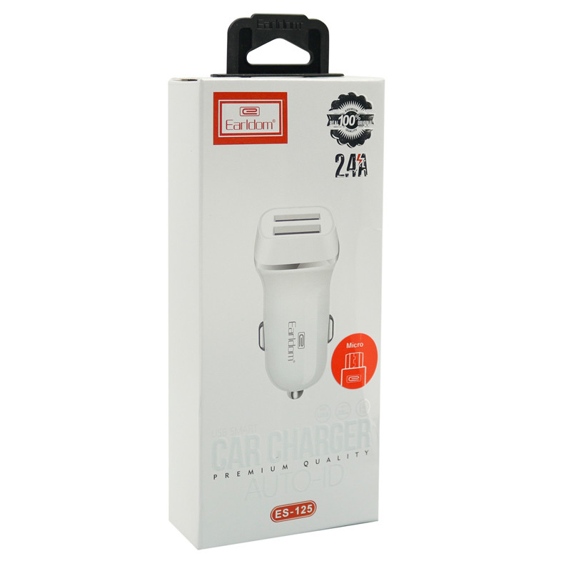 شارژر فندکی Earldom ES-125 2.4A + کابل میکرو یو اس بی
