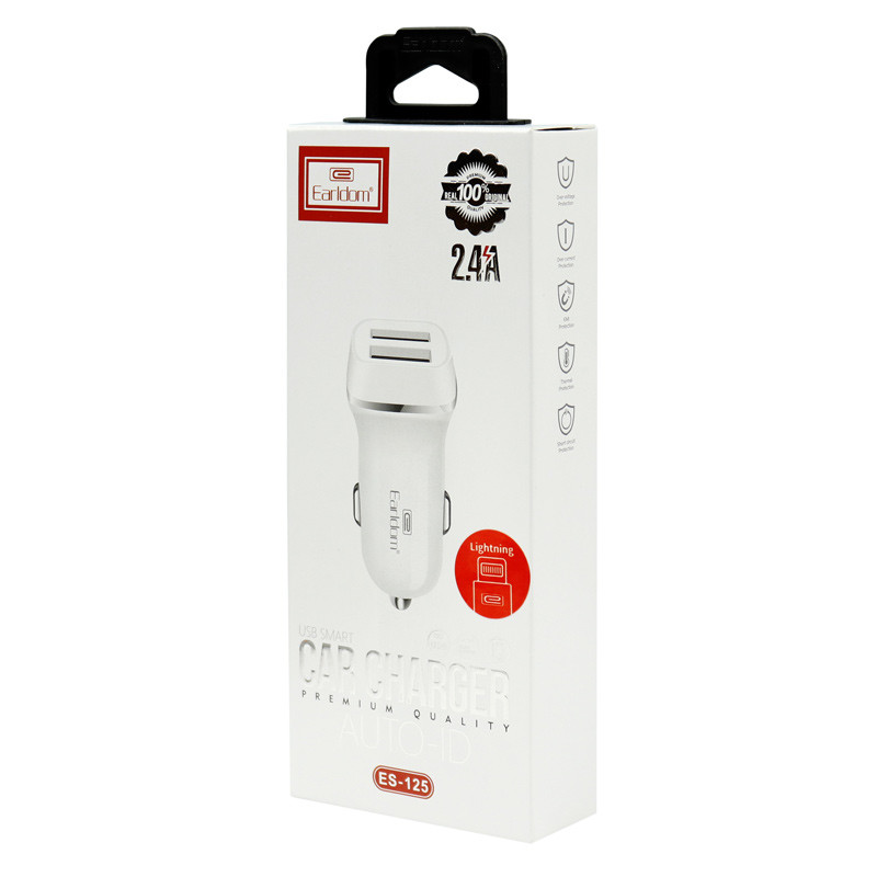 شارژر فندکی Earldom ES-125 2.4A + کابل آیفونی