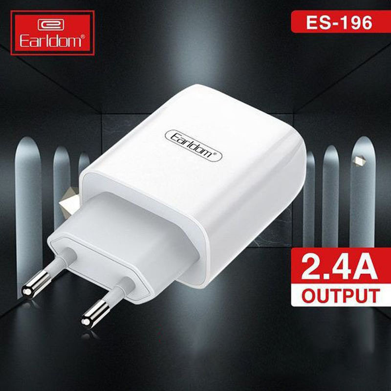 شارژر دیواری فست شارژ Earldom ES-196 2Port 2.4A + کابل آیفونی