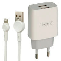 شارژر دیواری فست شارژ Earldom ES-196 2Port 2.4A + کابل آیفونی