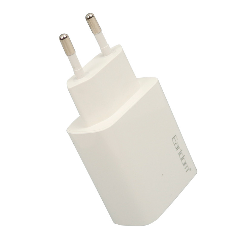 شارژر دیواری فست شارژ Earldom ES-EU2 2Port 3A QC3.0 PD 20W Type-C + کابل تبدیل Type-C