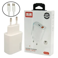شارژر دیواری فست شارژ Earldom ES-EU2 2Port 3A QC3.0 PD 20W Type-C + کابل تبدیل Type-C