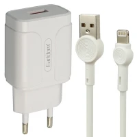 شارژر دیواری فست شارژ Earldom ES-KC24 2.4A QC3 12W + کابل آیفونی