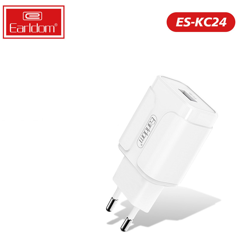 شارژر دیواری فست شارژ Earldom ES-KC24 2.4A QC3 12W + کابل آیفونی