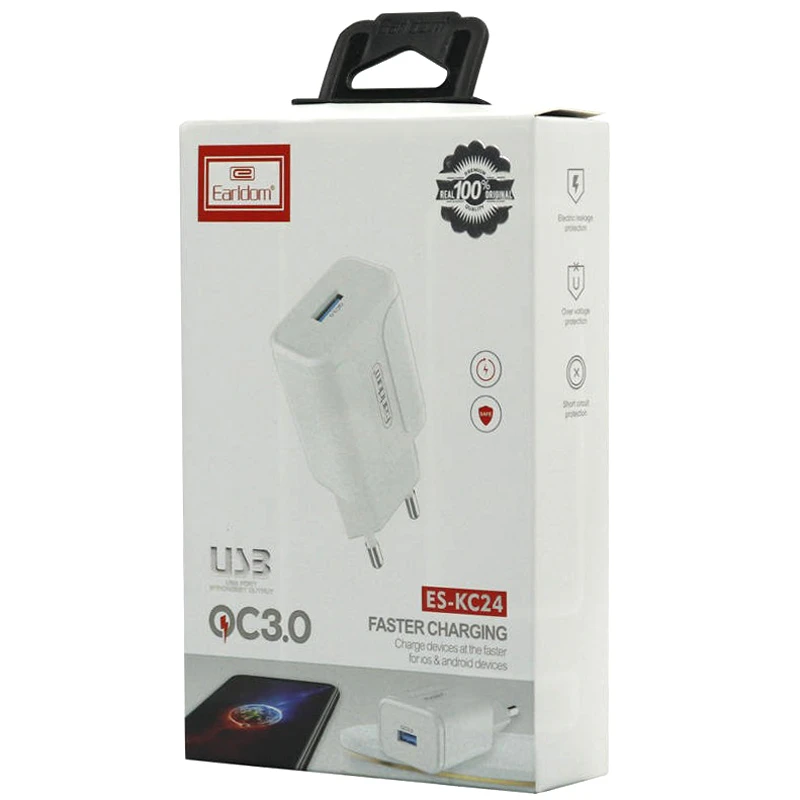 شارژر دیواری فست شارژ Earldom ES-KC24 2.4A QC3 12W + کابل میکرو یو اس بی
