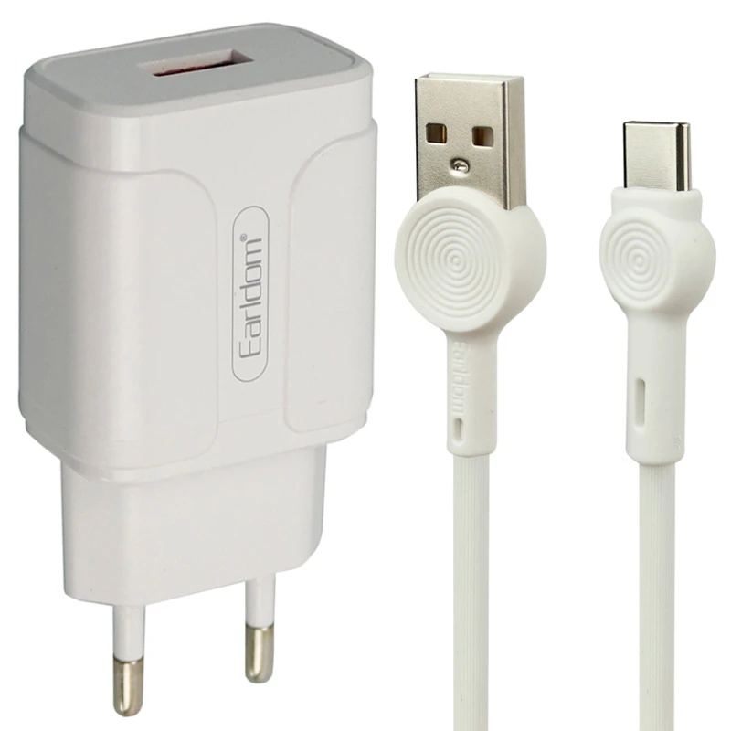 شارژر دیواری فست شارژ Earldom ES-KC24 2.4A QC3 12W + کابل Type-C