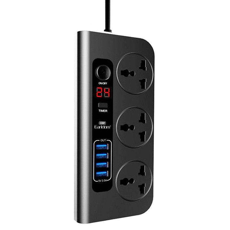 چند راهی 3 خانه برق ارلدام Earldom ES-SC02 با کابل 1٫8 متری + شارژر USB